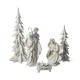 Glitzhome S/5 White/Gold Resin Holy Family with  Christmas Trees