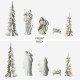 Glitzhome S/5 White/Gold Resin Holy Family with  Christmas Trees