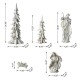 Glitzhome S/5 White/Gold Resin Holy Family with  Christmas Trees