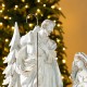 Glitzhome S/5 White/Gold Resin Holy Family with  Christmas Trees