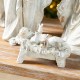 Glitzhome S/5 White/Gold Resin Holy Family with  Christmas Trees