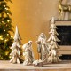 Glitzhome S/5 Gold Resin Holy Family with Christmas Trees