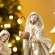 Glitzhome S/5 Gold Resin Holy Family with Christmas Trees