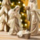 Glitzhome S/5 Gold Resin Holy Family with Christmas Trees