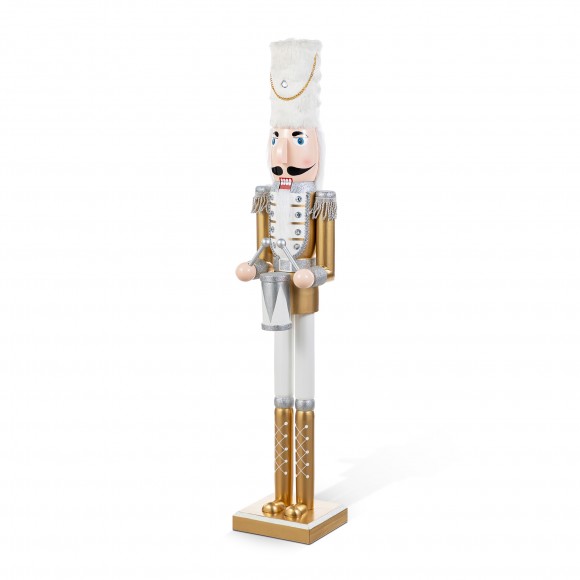 Glitzhome 35.75"H Wooden Christmas Gold Dressed Soldier Nutcracker