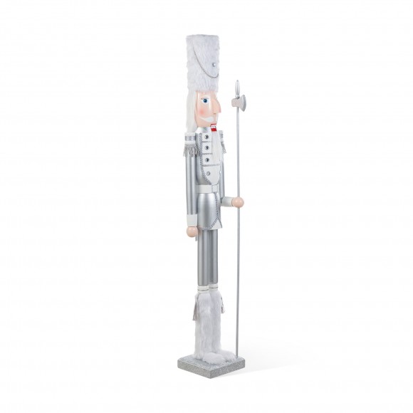 Glitzhome 42"H Wooden Christmas Silver Dressed Soldier Nutcracker