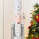 Glitzhome 42"H Wooden Christmas Silver Dressed Soldier Nutcracker