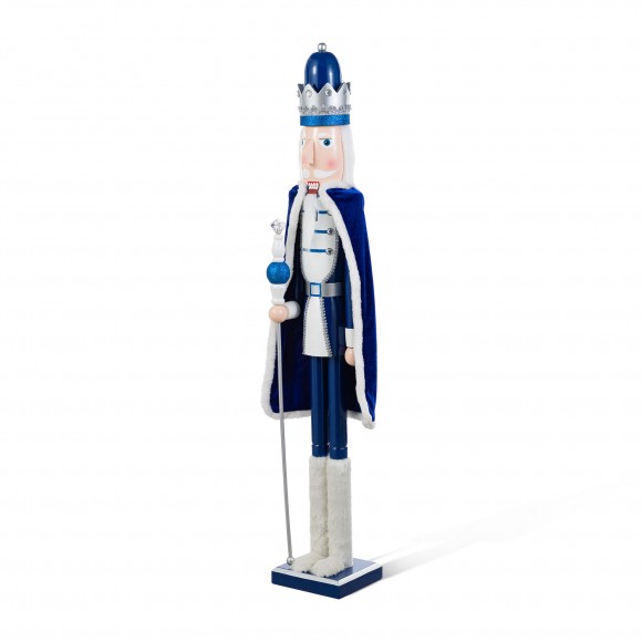 Glitzhome 42"H Wooden Christmas Blue Dressed King Nutcracker