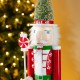 Glitzhome 26"H Wooden Christmas Green Brush Tree Nutcracker