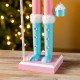 Glitzhome 24"H Wooden Christmas Pink Cake Nutcracker