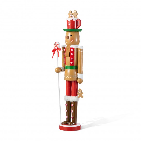Glitzhome 24"H Wooden Christmas Gingerbread Man Nutcracker