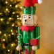 Glitzhome 23.5"H Wooden Christmas Elf Dog Nutcracker