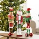 Glitzhome Set of 3 Wooden Christmas Novelty Pink Cake & Gingerbread Man & Elf Dog Nutcracker