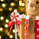 Glitzhome Set of 3 Wooden Christmas Novelty Pink Cake & Gingerbread Man & Elf Dog Nutcracker