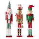 Glitzhome Set of 3 Wooden Christmas Novelty Pink Cake & Gingerbread Man & Elf Dog Nutcracker