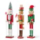 Glitzhome Set of 3 Wooden Christmas Novelty Pink Cake & Gingerbread Man & Elf Dog Nutcracker