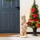 Glitzhome 29.25"H Christmas Macaron Pink Resin Stacked Gingerbread Man Porch Decor