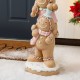 Glitzhome 29.25"H Christmas Macaron Pink Resin Stacked Gingerbread Man Porch Decor