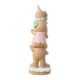 Glitzhome 29.25"H Christmas Macaron Pink Resin Stacked Gingerbread Man Porch Decor