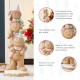 Glitzhome 29.25"H Christmas Macaron Pink Resin Stacked Gingerbread Man Porch Decor