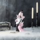 Glitzhome 13.00''H Halloween Polyresin Stacked Pink Ghost Table Decor