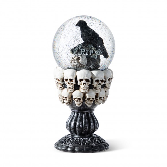 Glitzhome 100mm 7.25''H Halloween Resin Stacked Skull Waterglobe