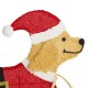Glitzhome 90.5"L Christmas 2D Fabric Dog with Santa Sleigh Lighted Outdoor Decor with 220 Warm White LED Lights