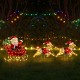 Glitzhome 90.5"L Christmas 2D Fabric Dog with Santa Sleigh Lighted Outdoor Decor with 220 Warm White LED Lights