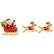 Glitzhome 90.5"L Christmas 2D Fabric Dog with Santa Sleigh Lighted Outdoor Decor with 220 Warm White LED Lights