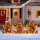 Glitzhome S/3 Lighted Christmas 2D Fabric Gingerbread Family Outdoor Decor with Colorful Bulbs and 260 Warm White LED Lights