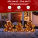 Glitzhome S/3 Lighted Christmas 2D Fabric Gingerbread Family Outdoor Decor with Colorful Bulbs and 260 Warm White LED Lights