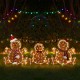 Glitzhome S/3 Lighted Christmas 2D Fabric Gingerbread Family Outdoor Decor with Colorful Bulbs and 260 Warm White LED Lights