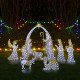 Glitzhome S/11 Lighted Christmas 2D Iridescent Fabric Nativity Scene Outdoor Decor with 590 White Lights