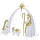 Glitzhome S/11 Lighted Christmas 2D Iridescent Fabric Nativity Scene Outdoor Decor with 590 White Lights