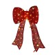Glitzhome 35.75"H Lighted Christmas 3D Fabric Bow with Colorful Bulbs Outdoor Decor with 95 Warm White LED Lights
