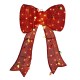 Glitzhome 35.75"H Lighted Christmas 3D Fabric Bow with Colorful Bulbs Outdoor Decor with 95 Warm White LED Lights