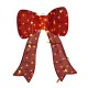 Glitzhome 35.75"H Lighted Christmas 3D Fabric Bow with Colorful Bulbs Outdoor Decor with 95 Warm White LED Lights