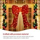 Glitzhome 35.75"H Lighted Christmas 3D Fabric Bow with Colorful Bulbs Outdoor Decor with 95 Warm White LED Lights