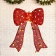 Glitzhome 35.75"H Lighted Christmas 3D Fabric Bow with Colorful Bulbs Outdoor Decor with 95 Warm White LED Lights