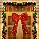 Glitzhome 35.75"H Lighted Christmas 3D Fabric Bow with Colorful Bulbs Outdoor Decor with 95 Warm White LED Lights