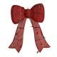 Glitzhome 35.75"H Lighted Christmas 3D Fabric Bow with Colorful Bulbs Outdoor Decor with 95 Warm White LED Lights
