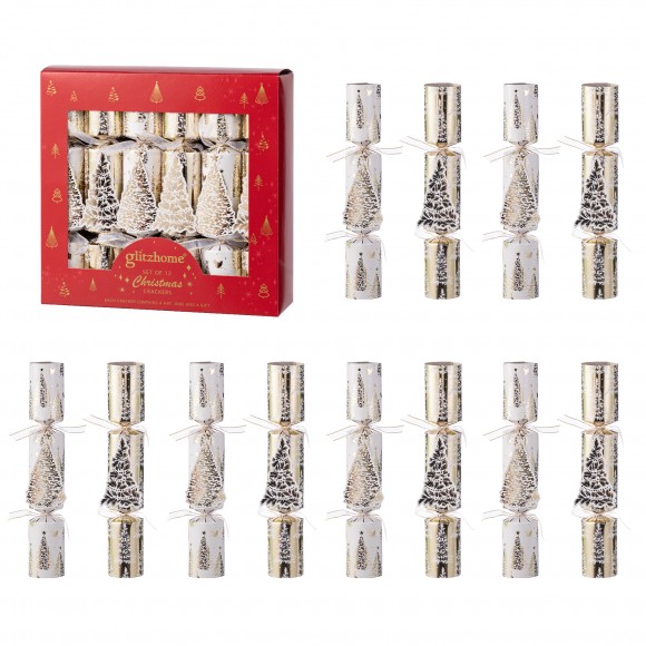Glitzhome 12PK 1.50''D X 10.00''H Christmas Tree Party Cracker with Gift Contents