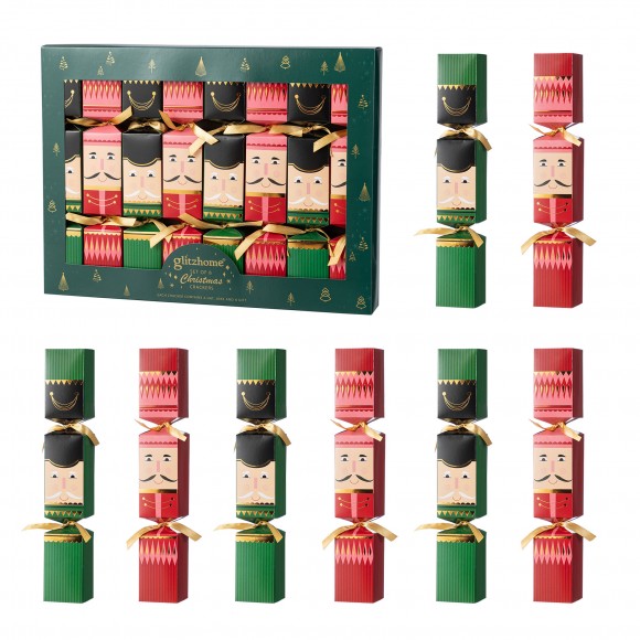 Glitzhome 8PK 2.00''D X 12.00''H Christmas Nutcracker Party Cracker with Gift Contents
