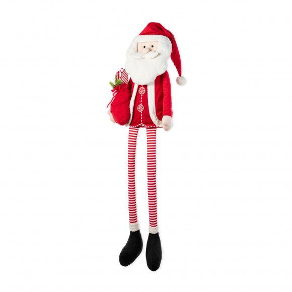 Glitzhome 60"H Christmas Oversized Fabric Santa With Dangle Legs