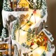 Glitzhome 15.50"H Lighted Christmas Skiing Moutain Resin Village with Movement and Music