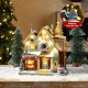 Glitzhome 10.25"H Lighted Christmas Donuts & Coffee Shop Resin Village with Movement and Music