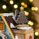 Glitzhome 10.25"H Lighted Christmas Donuts & Coffee Shop Resin Village with Movement and Music