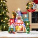 Glitzhome 10.75"H Lighted CHRISTMAS TOY MARKET Resin Village with Movement and Music
