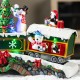 Glitzhome 20"L Lighted Christmas Santa Train Resin Village with Movement and Music