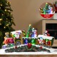 Glitzhome 20"L Lighted Christmas Santa Train Resin Village with Movement and Music